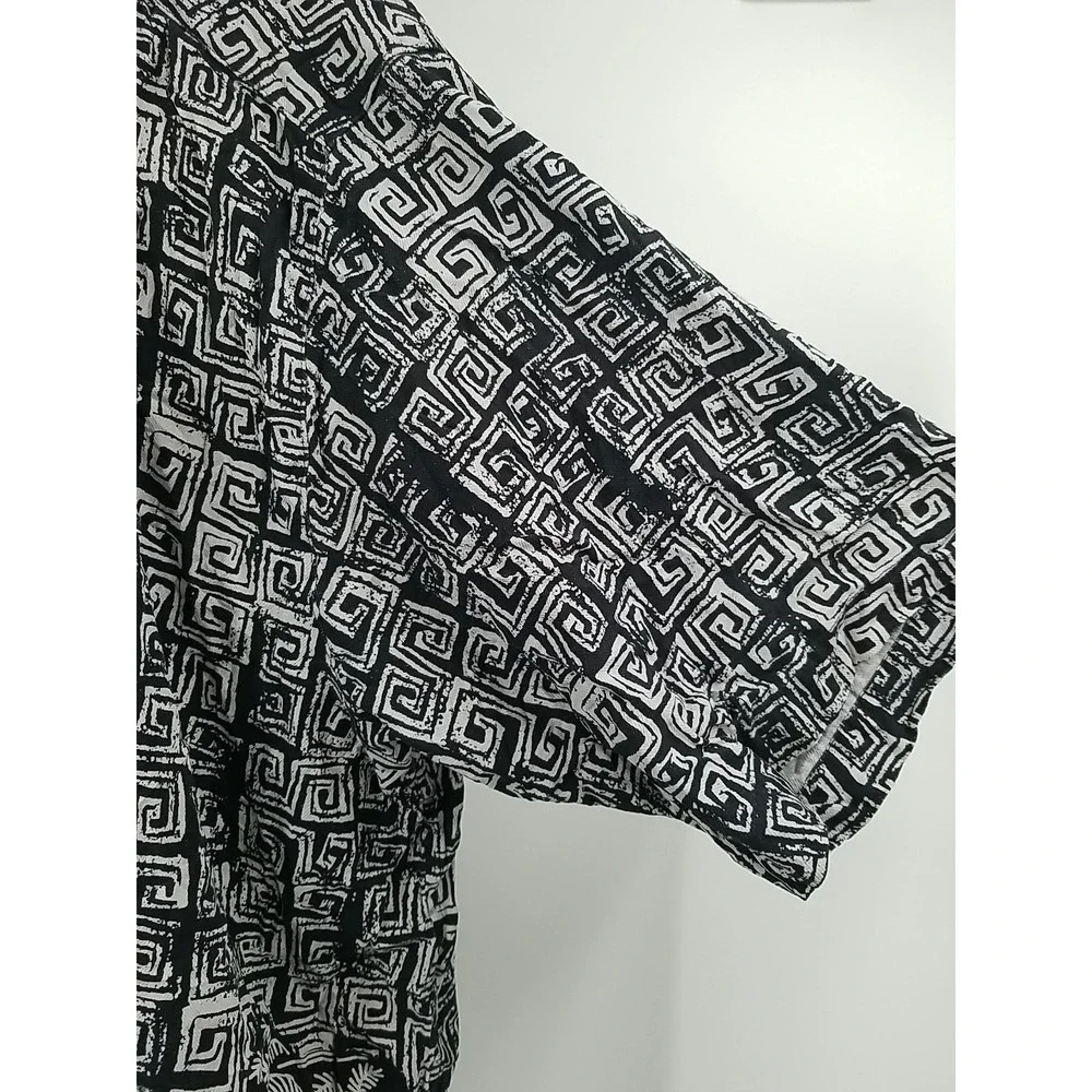 Boca Classics Mens Hawaiian Shirt XL Silk Button‎ Up Black White Tropical Floral